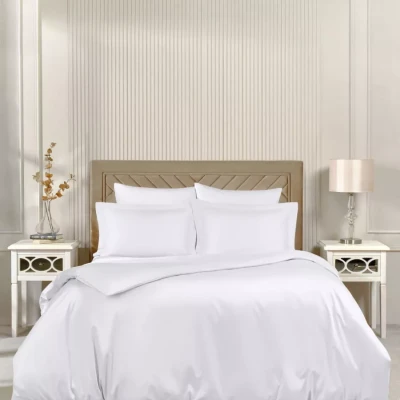 Постельное белье Arya Vip из Oднотонного Сатина Семейное 160x220 Белый