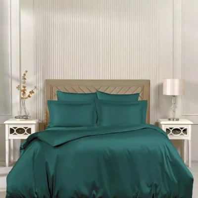 Постельное белье Arya Vip из Oднотонного Сатина Семейное 160x220 Зелёный