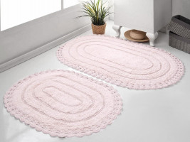 Набор ковриков для ванной "KARNA" кружевной YANA 60x100 + 50x70 см 1/2 Пудра